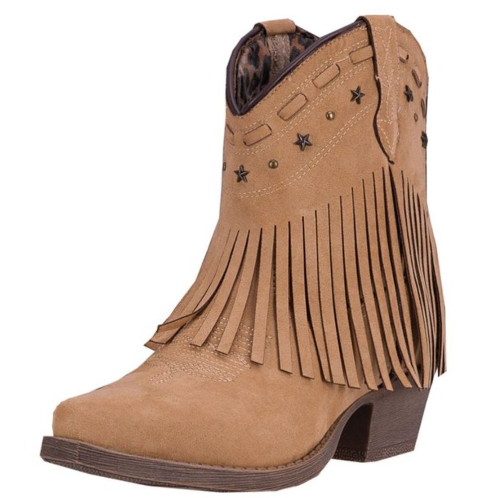 Dingo Western Boots Cassidy Fringe Star Cowboy Tan
